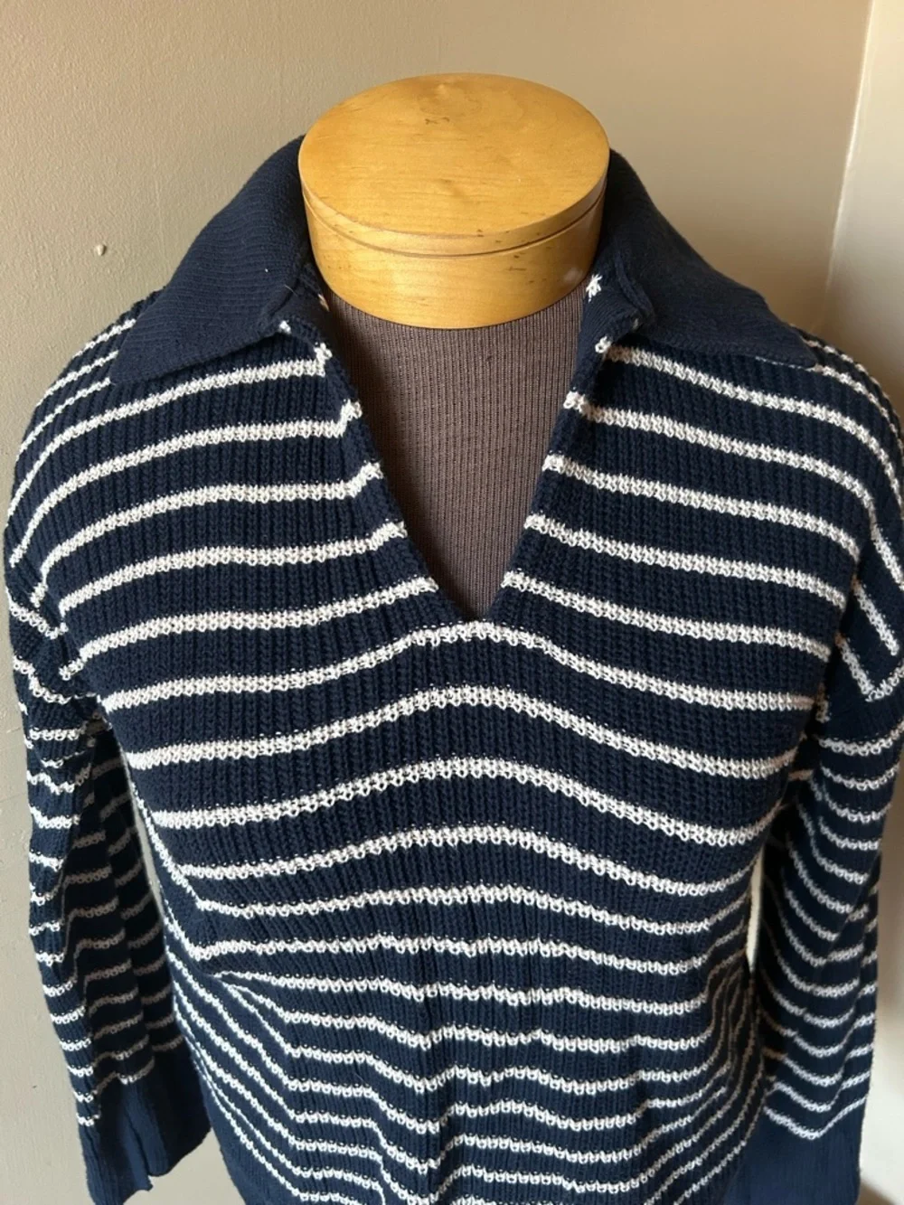 J.Crew Sweater Relaxed Collared Women’s Nautical S Stripe Split Cuff